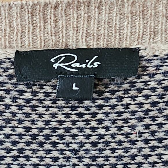 Rails Navy and Flax Tan Rune Wool Blend Sweater. Sz. L - Picture 3 of 9